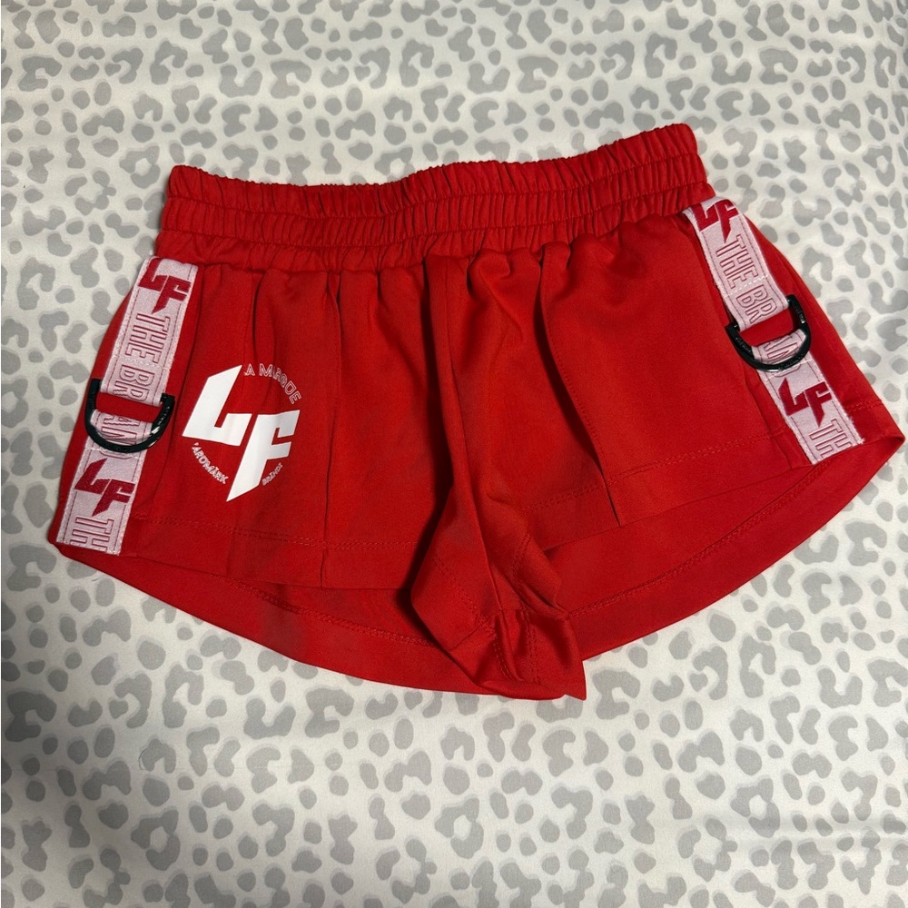 LF Red Athletic Shorts with Elastic Waistband